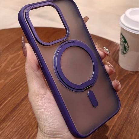 CUTECASE360度回転スタンド iPhone15Pro/15ProMaxケース Magsafe対応 マット iPhone14/13/12proカバー 耐衝撃耐久性 半透明CM3755