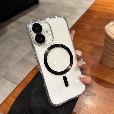 CUTECASE透明Magsafe対応 iPhone16pro/16ケース レンズカバー付 iPhone15/14promax/13カバー 黄ばまない CM5428