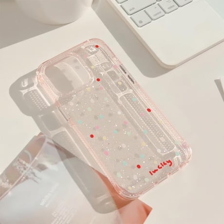 CUTECASE水玉模様 iPhone15/15proカバー キラキラ iPhone14pro/13promax/12ケース 可愛い 夏コーデにおすすめCM4469