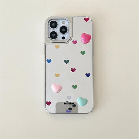 CUTECASEハート柄 iPhone16pro/16ケース ジュエリーストラップ メイク鏡 iPhone15pro/14/13ケース 大人可愛い 多機能 CM5140