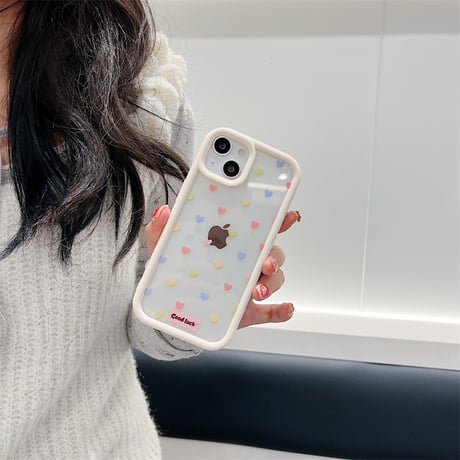 CUTECASEハート柄 iPhone15/15proケース ストラップ付 iPhone14/13pro/12ケース 頑丈 女子力アップ CM3987