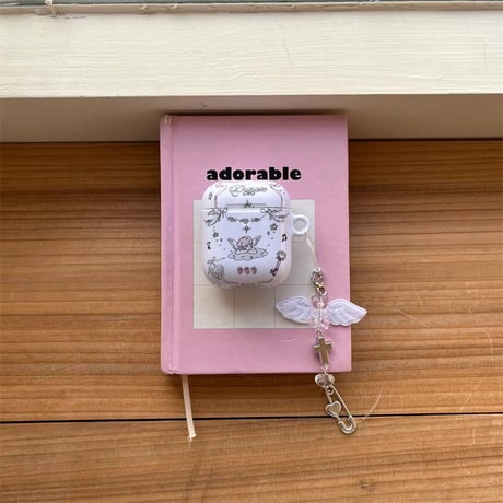 CUTECASE 天使 Airpods 4ケース キーチェーン付き Airpodspro2/proカバー Airpods第3/2世代 かわいい かわいい 耐衝撃CM5137