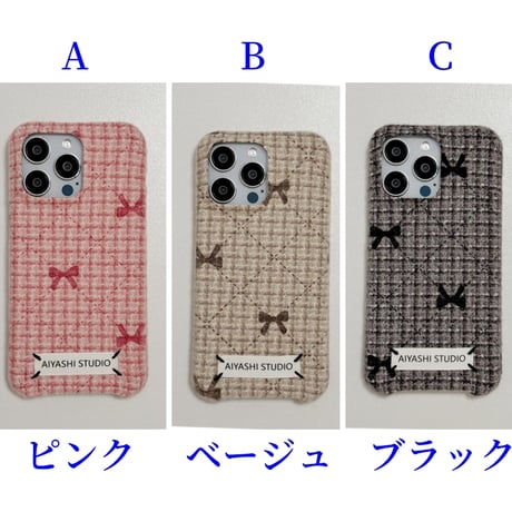 CUTECASE毛織物 リボン iPhone16Pro/16ケース 女子力アップ iPhone15Pro/14/13Proカバー 秋冬に流行る おしゃれ CM4761
