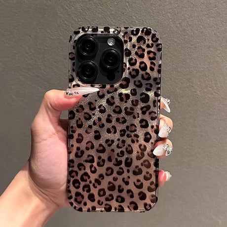 CUTECASEヒョウ柄 iPhone16/16Proケース 宝石ストラップ iPhone15Pro/14pro/13/12ケース アニマル柄 女子力高い 人気CM4794