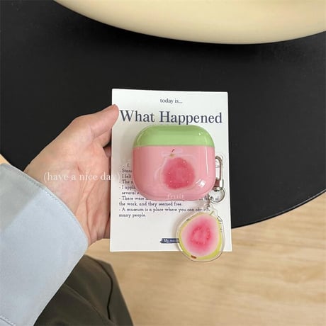 CUTECASEグアバ Airpods4ケース 果物 AirpodsPro2ケース airpods3/2カバー かわいい キーチェーン付 艶感 CM5318
