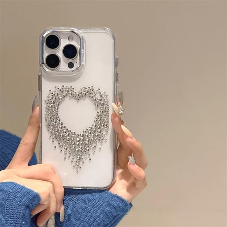 CUTECASEダイヤハート iPhone16pro/16 クリア iPhone15pro/14/13カバー おしゃれ 可愛い ガーリーファッション CM5149