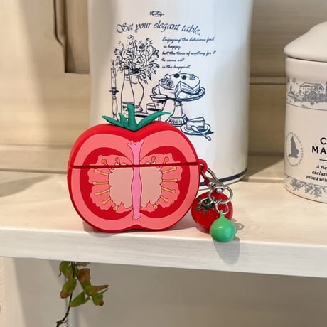 CUTECASE トマト Airpods Pro3ケース 美味しいそう Airpods 4/3カバーケース AirpodsPro2/1 キーホルダー付 頑丈 CM6329