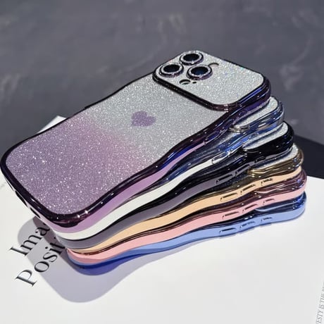 CUTECASE ハート柄 iPhone17/17Proケース キラキラレンズフイルム付 ラメ iPhone17ProMax/Air/16ケース ウェーブデザイン 落下防止CM5812