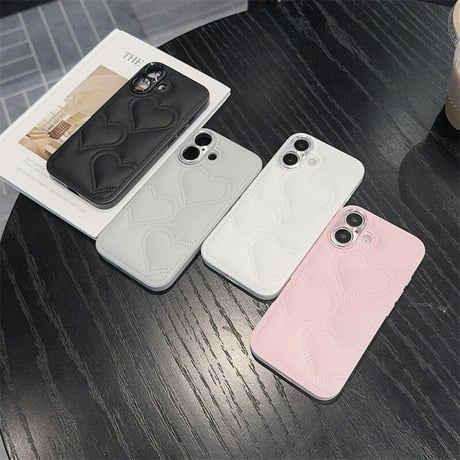 CUTECASEiPhone16/16plusケース ハートキルティング iPhone15pro/14/13Proカバー エレガント カメラ保護CM4668