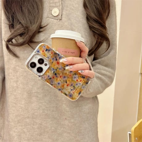 CUTECASE花柄 iPhone16/16Proカバー 秋冬ファッション iPhone15/14/13proケース おしゃれ かわいい 丈夫CM4849
