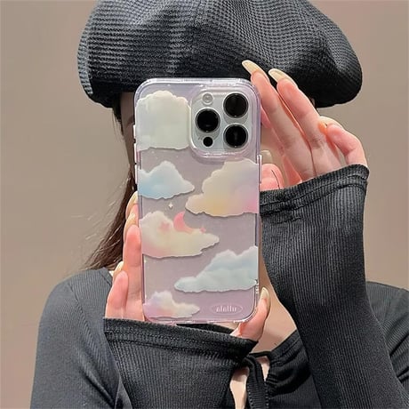 CUTECASE曇り空 iphone15/15proケース キラキラ光る iphone13/14pro/12カバー 可愛い きれい 夏に人気CM4458