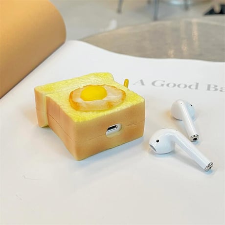 CUTECASE 卵焼き トースト Airpodsプロ2/1ケース シリコン airpods3/2/2カバー リング付き 可愛い 美味しそうCM4380