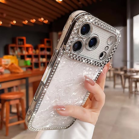 CUTECASEダイヤライン iPhone17Pro/17ProMaxケース シェル柄 iPhoneAir/17/16Proケース 女子力アップ キラキラ 綺麗 CM5742