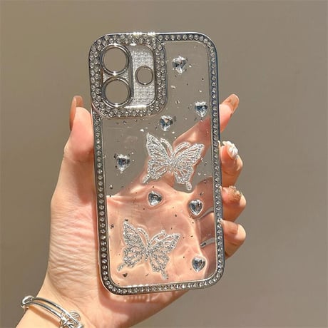 CUTECASEダイヤデコ iPhone16pro/17Promaxケース 蝶々 ジュエリー iPhone15pro/14/13promaxカバー 可愛い 大人ガーリーに人気CM5563