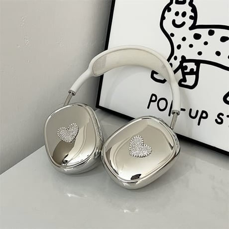 CUTECASE ジュエリー/パールハート AirPodsMaxケース 艶感メッキ エアーポッズ マックス専用カバー 丈夫 大人可愛い 今流行りCM5151