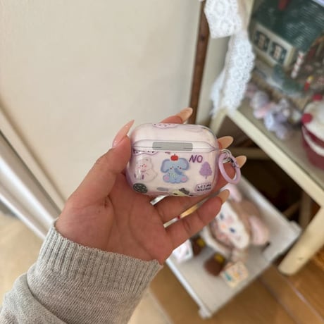 CUTECASE 象 Airpods Pro3ケース かわいい Airpods4/3カバー pro2/pro1 リング/キーホルダー 韓国風CM6258