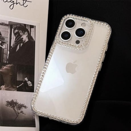 CUTECASEジュエリーライン iPhone16pro/17ケース 高透明 iPhone15pro/14plus/13カバー シンプル 高級感 飽きない CM5498