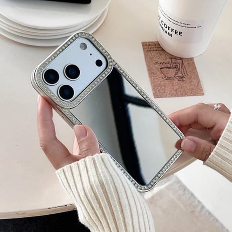 CUTECASE ジュエリーラインミラー iPhone17Pro/17ケース お洒落 iPhone17Promax/16Pro/15カバー メッキ 頑丈 メイク直し鏡 CM5938