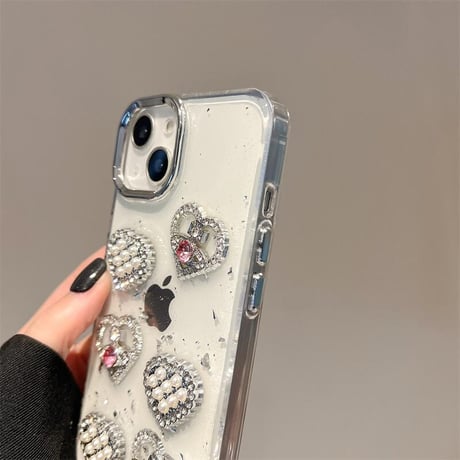 CUTECASEパールジュエリー アイフォン16pro/15ケース ハンドメイド iPhone14/13pro/12カバー 大人可愛い おしゃれ 人気CM5171