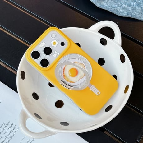 CUTECASE 目玉焼き iPhone17Pro/17ケース 360度回転可リングスタンド iPhone17Promax/16Pro/15ケース カメラカバー付 丈夫CM6170