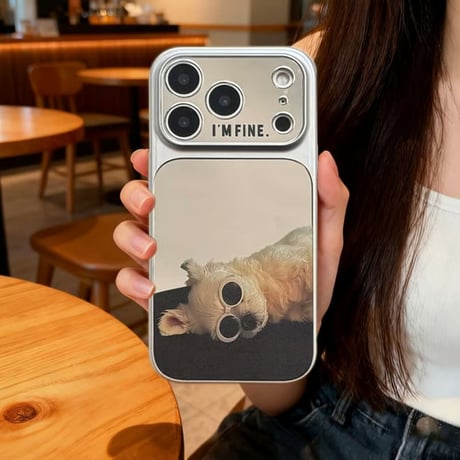 CUTECASE 可愛い動物柄ミラーiPhone17Promaxケースカメラ保護カバー iPhone17Pro/16ProMax/15ProMaxケース 光沢感 頑丈 クールCM6384