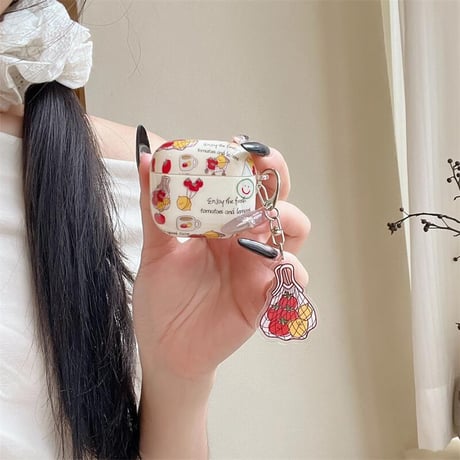 CUTECASE 落書き Airpods4ケース 果物キーチェーン AirpodsPro2ケース airpods3/2ケース gift 個性ファッションCM5535