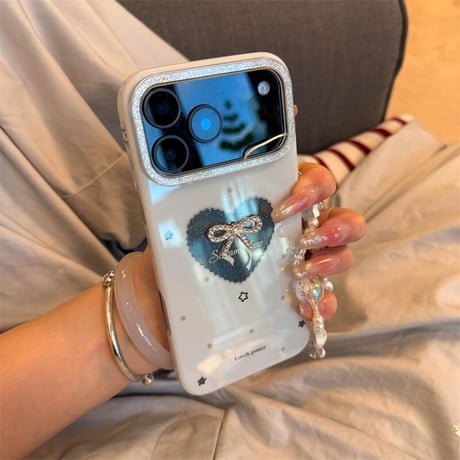CUTECASE ジュエリーリボン iPhone17/17Proケース ラメ入り 韓国っぽい iPhone17promax/16/15カバー キラキラ オシャレ 大人可愛い CM5704