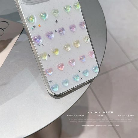CUTECASE 可愛い立体ハート iPhone15pro/15promaxケース キラキララメ入り iPhone14pro/13promaxケース 黄ばまない 女子力アップ CM4291