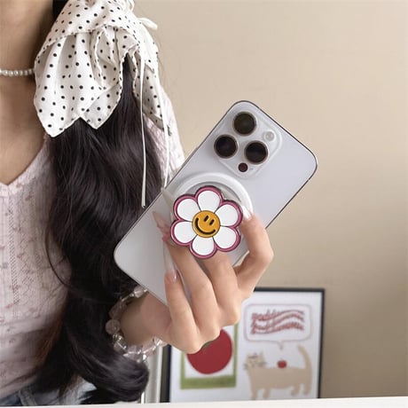 CUTECASE笑顔の花 スマホグリップ スタンド マグネット式タイプ 便利 可愛い 耐久性ある ギフトに最適CM5386
