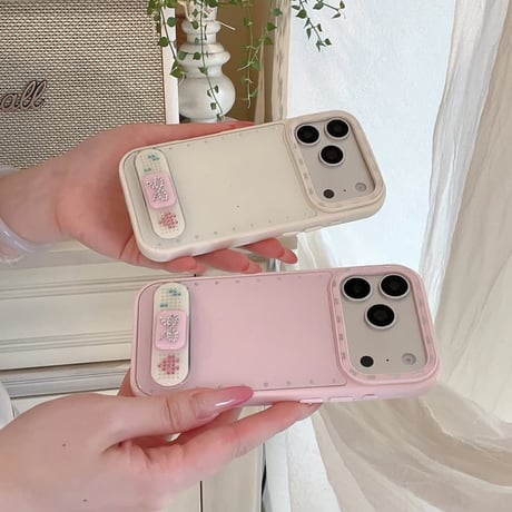 CUTECASE ダイヤリボンスタンド iPhone17Pro/17ケース ストーンライン iPhone16Pro/15/14ケース 淡色系 ガーリーファッションCM6338