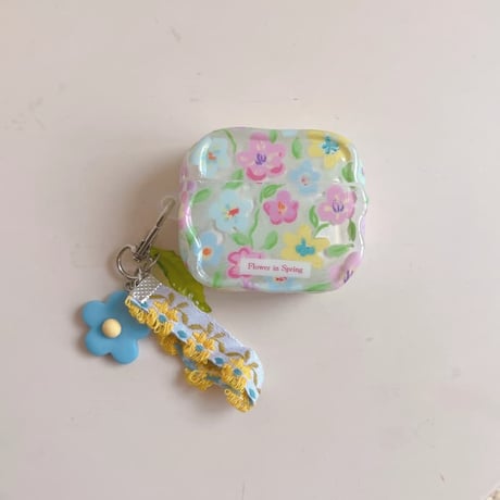 CUTECASE 花柄 Airpods Pro3ケース 花ストラップ Airpods 4/3カバーケース AirpodsPro2/1 うねうね 女子力高い 春コーデ CM6136