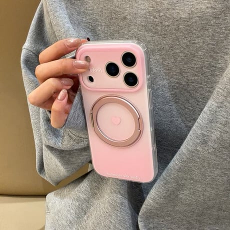 CUTECASE 360度回転可MagSafeリング iPhone17プロケース ハート柄 iPhone17Promax/16Pro/15ケース グラデーションカラー 耐衝撃頑丈CM6093