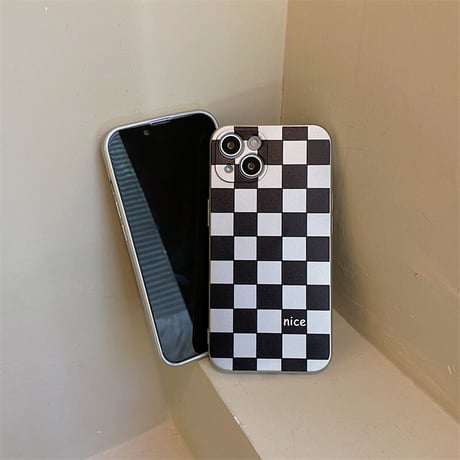CUTECASEかわいいiPhoneチェッカーボード電話ケースiphone16proカバー高品質ソフトシェルiPhone7-16 pro Max美しいカバー オシャレ携電話ケースC87