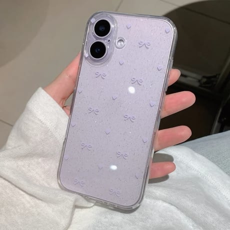 CUTECASE iPhone17Promaxケースキラキラリボン柄ラメ入り アイフォン17pro/Air/16Pro/15カバー ガールズに人気 ソフトケースCM5782