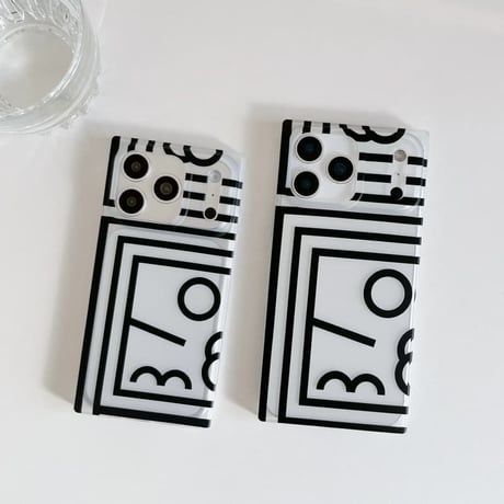 CUTECASE スクエア型 iPhone17/17Proケース 黒色ライン iPhone16ProMax/15Pro/14 カッコイイ 長方形デザインCM5899
