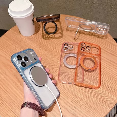 CUTECASE 高透明 iPhone18Promax/17Promaxケース Magsafeリングスタンド付 iPhone16ProMax/15Promaxケース カメラ保護CM6464