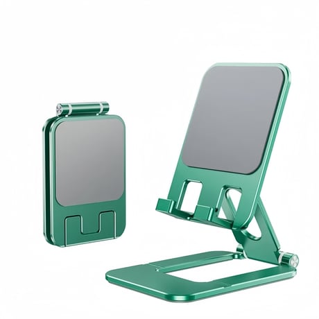 携帯電話ホルダーとタブレット用のアルミ合金ポータブル折りたたみスタンドデュアル折りたたみ式携スタンド、完全に調整可能な折りたたみ式デ、iPhoneすべての電話に対応 CT2