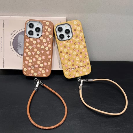 CUTECASEストラップ付 iPhone16/16proケース 花柄 レザー アイフォン15pro/14/13proカバー 高品質 エレガントCM4810