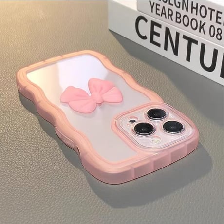 CUTECASE うねうね iPhone16/16Plusケース リボン 透明iPhone15Pro/14/13proカバー 落下防止 かわいいCM4649