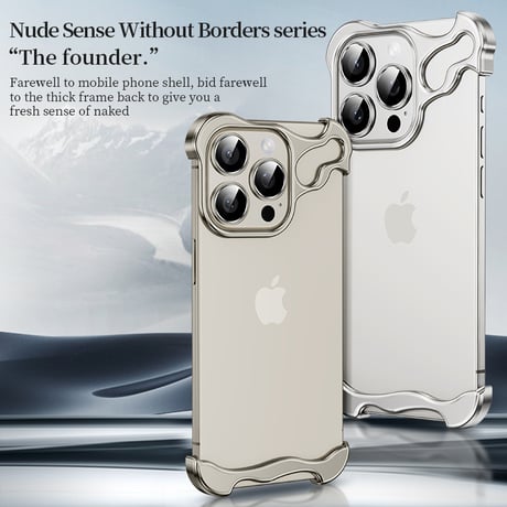 CUTECASEiPhone15 promax 携帯電話ケース iPhone 14フレームレスに適した特別な形状の金属コーナー保護パッドにはレンズフィルムが付属しています