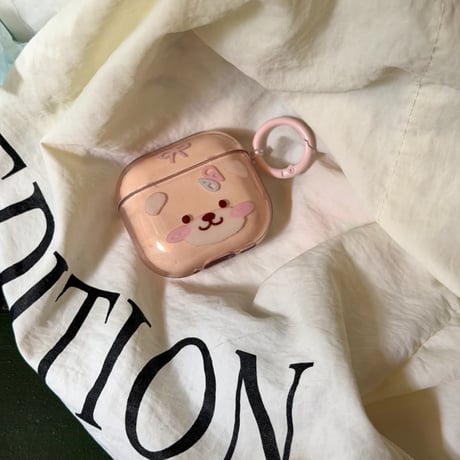 CUTECASEクマさん Airpods Pro3ケース 半透明 Airpods4/3カバー pro2/pro1 リング/キーホルダー 大人可愛いCM6116