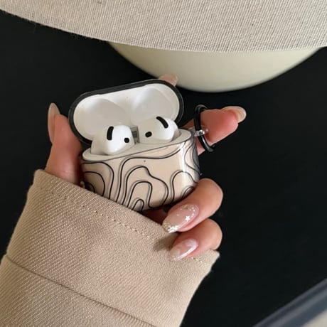 CUTECASE 線柄 AirpodsPro3ケース オシャレ シック エアポッズ4/3 AirpodsPro2/Proカバー 皮ストラップ ギフトにおすすめ CM5922