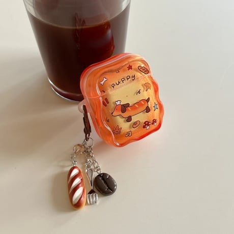 CUTECASE 可愛すぎイヌ AirPods Pro3 ケース パンキーホルダー Airpods4/3ケース AirpodsPro2/Pro1カバー うねうね オレンジカラーCM6008