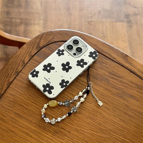 CUTECASE春におすすめ iPhone16pro/16ケース 花柄 宝石ストラップ iphone15pro/14/13proカバー 可愛い 今流行り 丈夫CM5144