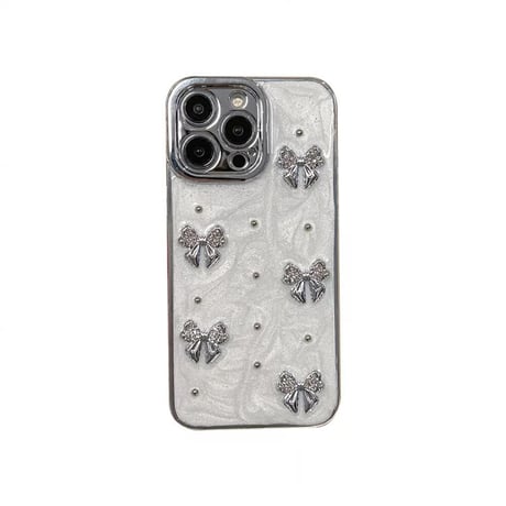 CUTECASE リボン iPhone15/15pro/15plusカバー ホワイト iPhone14/13pro/12ケース お洒落 可愛いCM4551