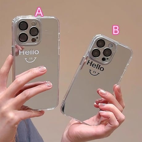 CUTECASE お揃いミラーiPhone15/15proカバー にこちゃん iphone14pro/13/12promaxカバー レンズフイルム付 丈夫CM4276