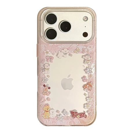 CUTECASE ワンちゃん iPhone17/17Proケース ピンク iPhone17Pro/16ケース キラキラ感 可愛い 推し活グッズCM6288
