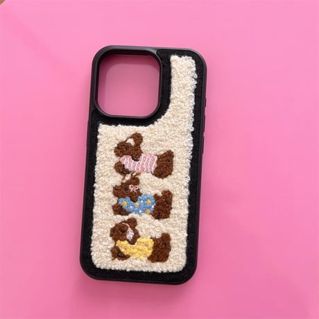 CUTECASE犬ちゃん iPhone16Pro/16ケース ニット 大人可愛い iPhone15Pro/14pro/13カバー 秋冬に流行る 手さわりいい 丈夫CM4714