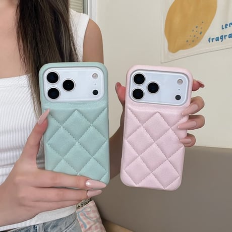 CUTECASEキルティングレザークラシックなダイヤモンドデザイン iPhone17/17Proケース おしゃれ 高級感 iPhone17ProMax/Airケース セレブ愛用 CM5715