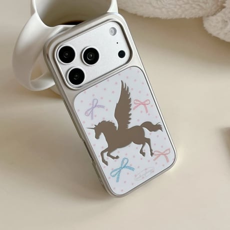 CUTECASE 馬ミラー iPhone17pro/17ケース リボン柄 iPhone16pro/15/14ケース メッキ 丈夫 オシャレCM6009
